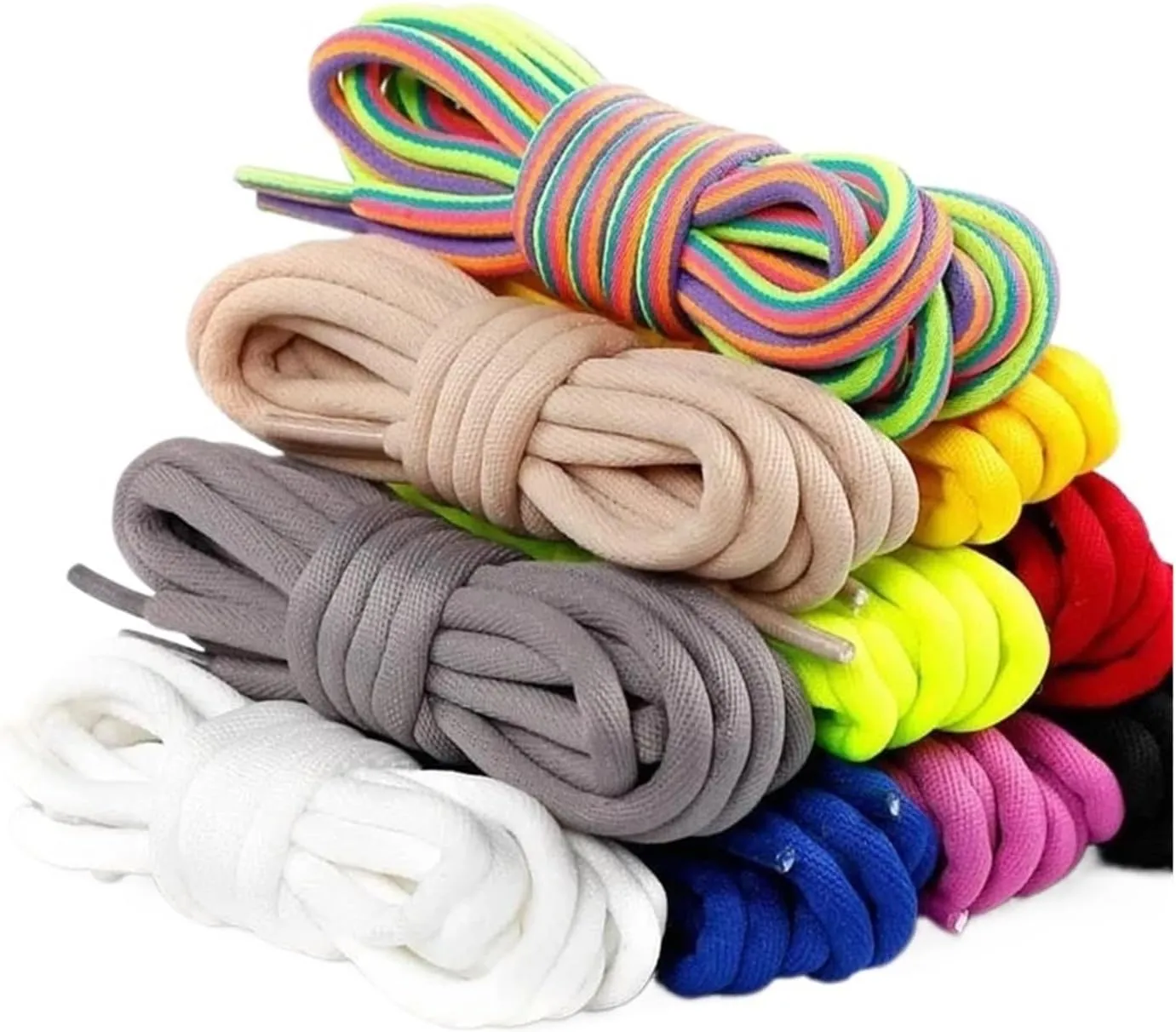 1Pair Cotton Shoelaces Round Rainbow Solid Boot Shoe Laces Coconut Sneakers Casual Shoes Lace FA1 Strings