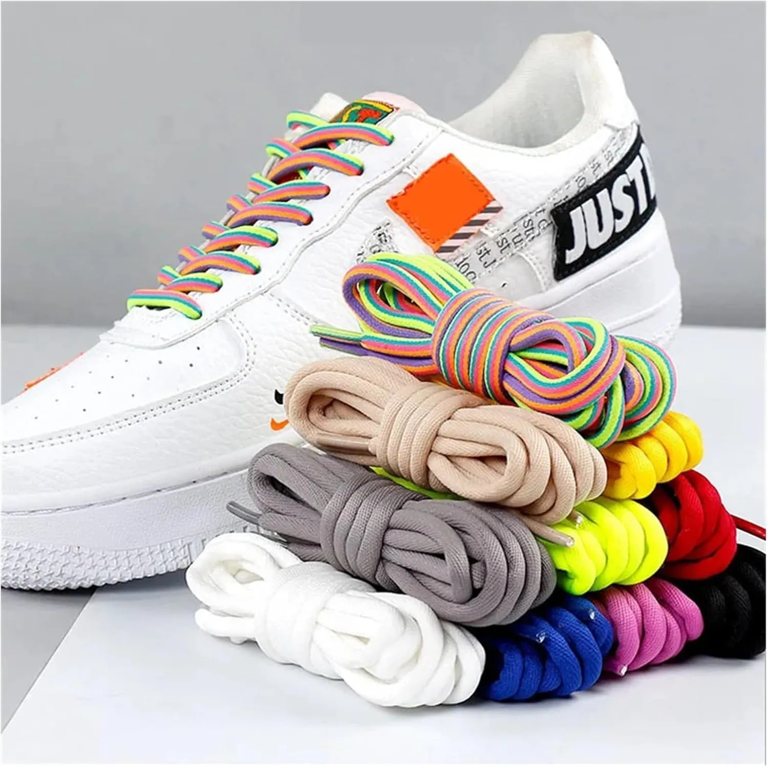1Pair Cotton Shoelaces Round Rainbow Solid Boot Shoe Laces Coconut Sneakers Casual Shoes Lace FA1 Strings