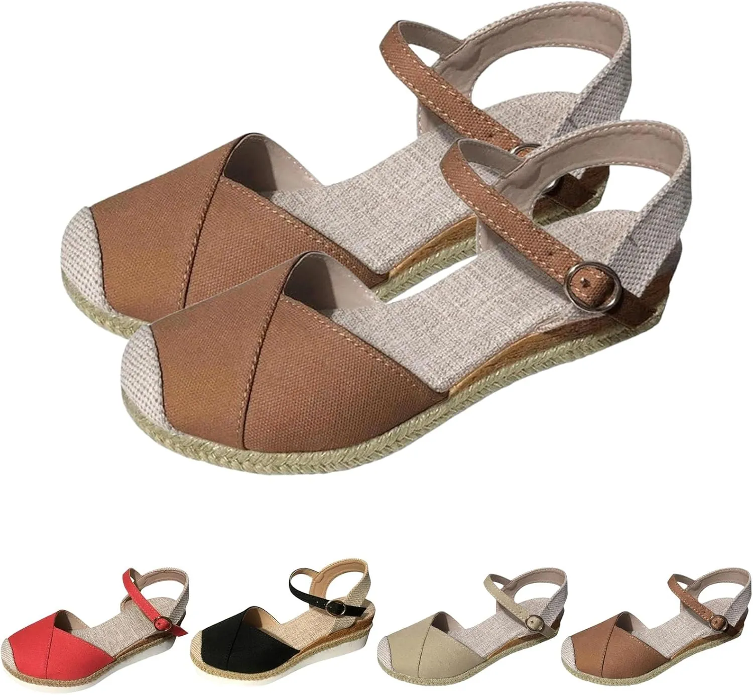 2025 New Closed Toe Platform Wedge Sandals for Women Heel Casual Womens, Women's Dressy Wedges Sandals, Comfortable Anti Slip Summer Shoes with Adjustable Buckle Ankle Strap