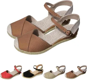 2025 New Closed Toe Platform Wedge Sandals for Women Heel Casual Womens, Women's Dressy Wedges Sandals, Comfortable Anti Slip Summer Shoes with Adjustable Buckle Ankle Strap
