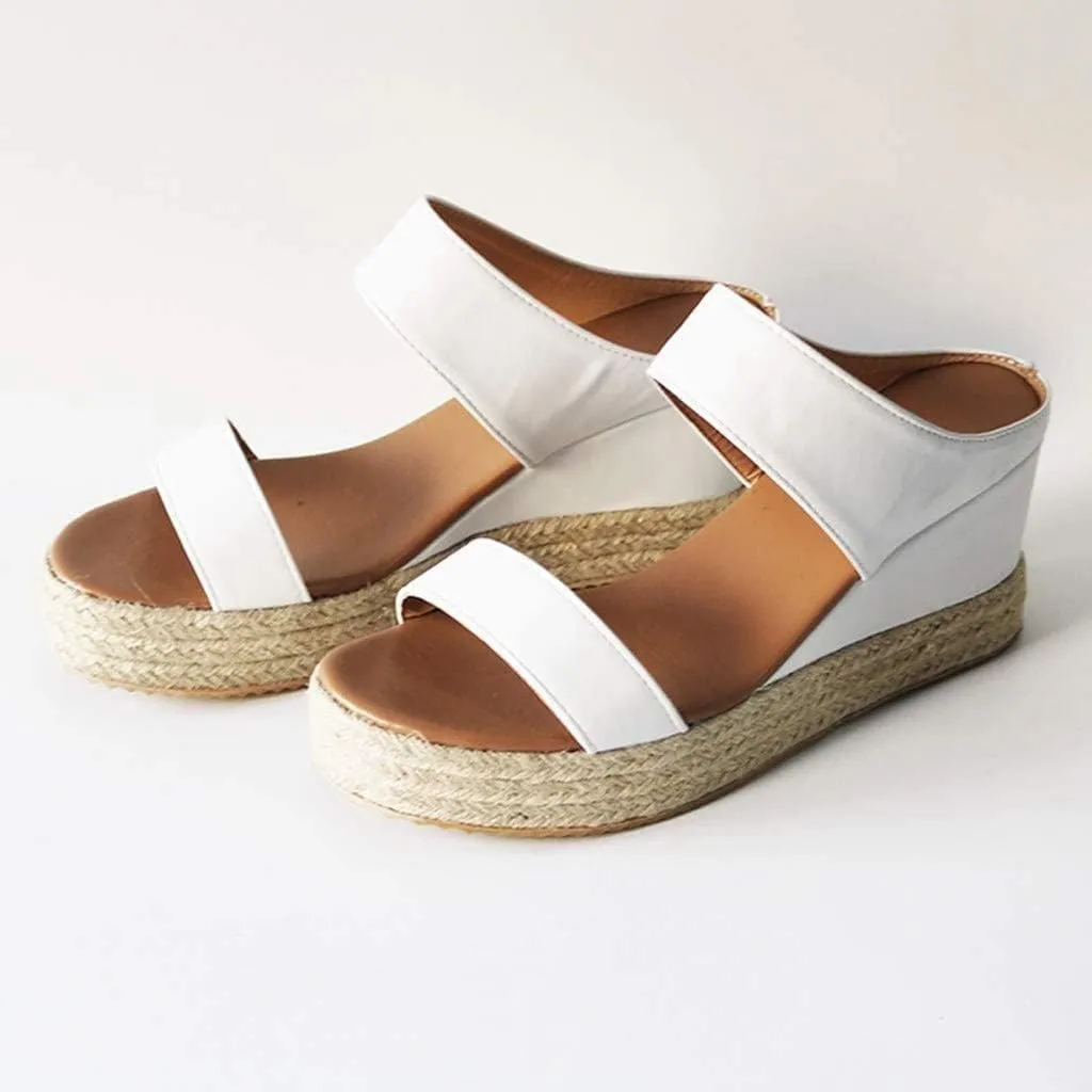 2025 Platform Sandals Women Fashion Wedges Sandals Casual Comfortable Mid Heels Open Toe Espadrilles Sandals Slip on Shoes Dressy Summer Flat