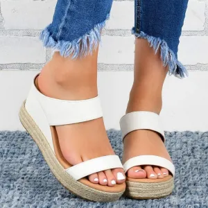 2025 Platform Sandals Women Fashion Wedges Sandals Casual Comfortable Mid Heels Open Toe Espadrilles Sandals Slip on Shoes Dressy Summer Flat
