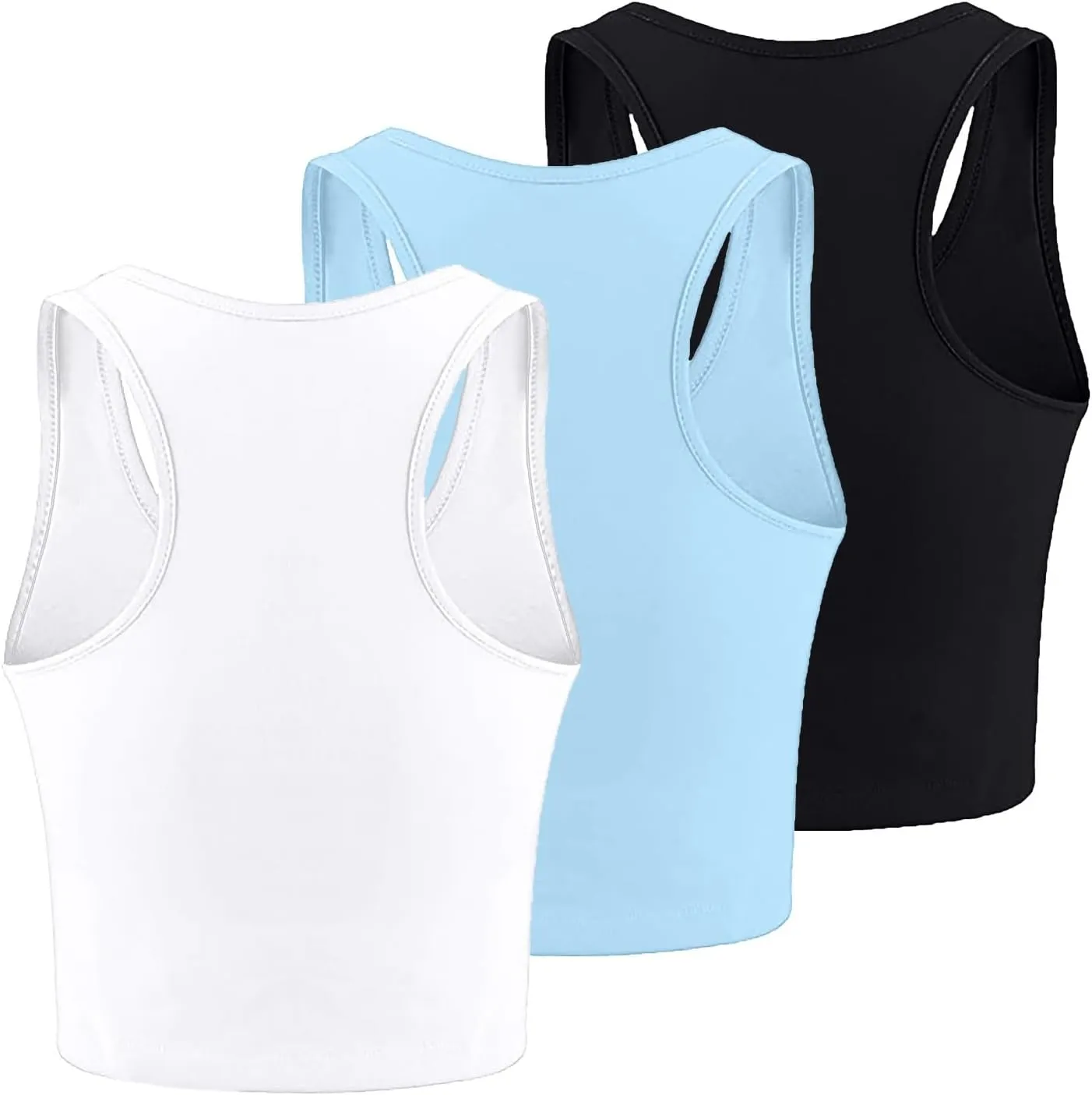 3PCS Womens Crop Tank Tops Racerback Sleeveless Workout Top Scoop Neck Ribbed Knit Tight Tees Shirts Basic Cami Vest