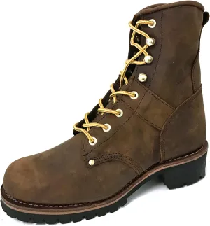 A1008S Men's Logger Boots 10" Full Grain Leather Oil Resistant Work Boots Black/Brown