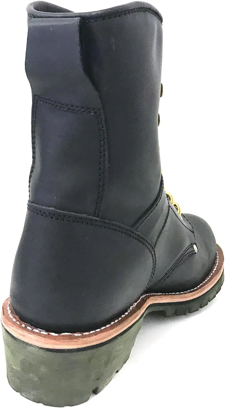 A1008S Men's Logger Boots 10" Full Grain Leather Oil Resistant Work Boots Black/Brown