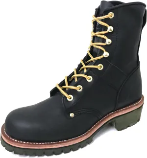 A1008S Men's Logger Boots 10" Full Grain Leather Oil Resistant Work Boots Black/Brown