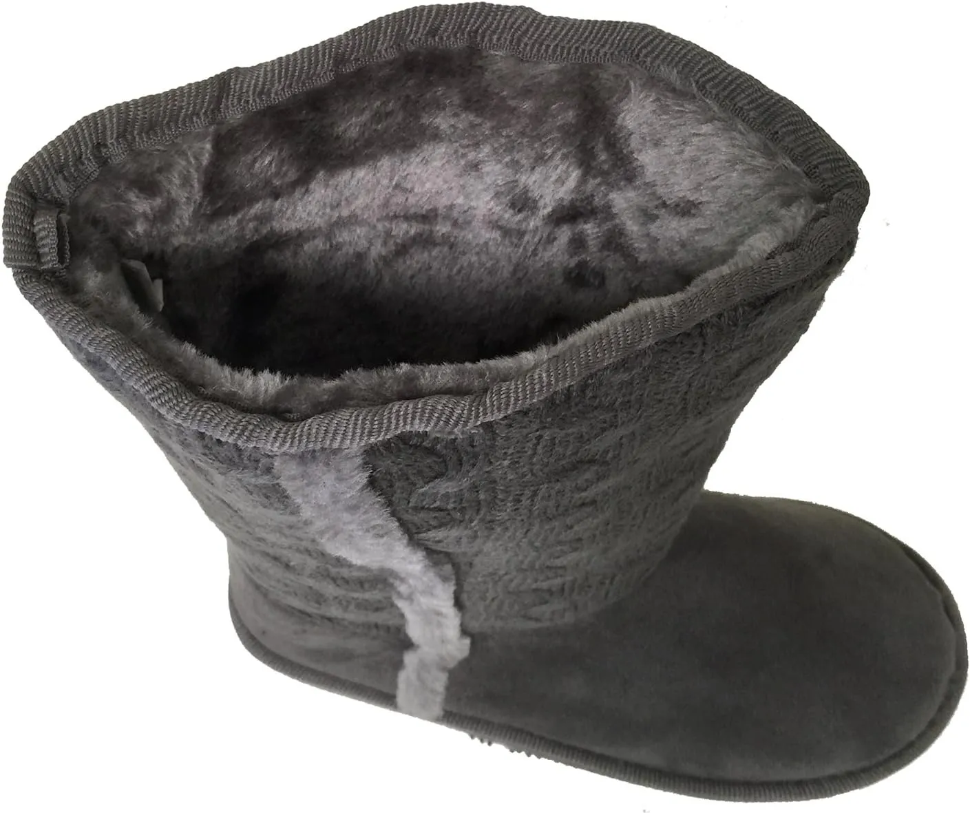 A9B02S Women's Boots Knit Sweater Faux Suede Crochet Fashion Mid Calf Fur Lining Warm Colors Shoes, Black, Grey, Tan