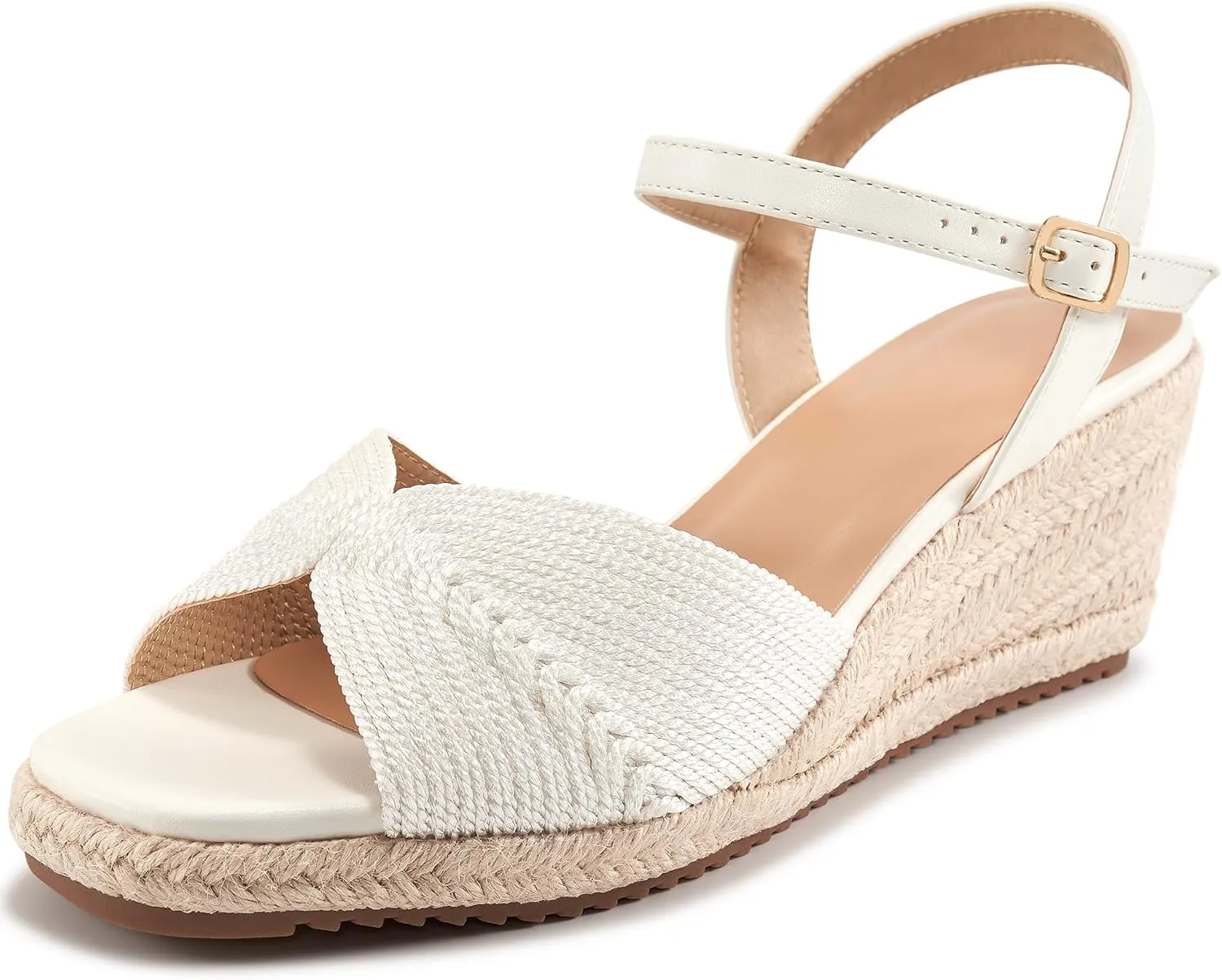 Ablanczoom Wedge Sandals for Women Espadrilles: Dressy Platform Open Toe Ankle Strap Summer Wedges Heels for Casual Vacation Travel Work