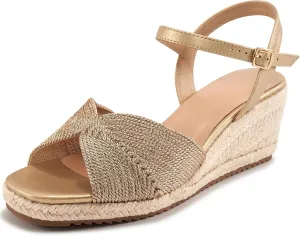 Ablanczoom Wedge Sandals for Women Espadrilles: Dressy Platform Open Toe Ankle Strap Summer Wedges Heels for Casual Vacation Travel Work