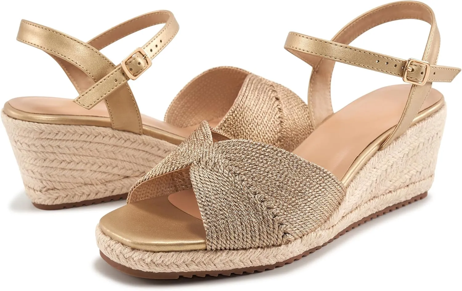 Ablanczoom Wedge Sandals for Women Espadrilles: Dressy Platform Open Toe Ankle Strap Summer Wedges Heels for Casual Vacation Travel Work