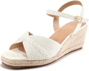 Ablanczoom Wedge Sandals for Women Espadrilles: Dressy Platform Open Toe Ankle Strap Summer Wedges Heels for Casual Vacation Travel Work