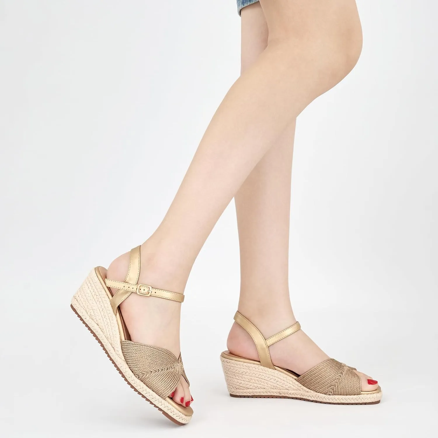Ablanczoom Wedge Sandals for Women Espadrilles: Dressy Platform Open Toe Wedges Heels - Ankle Strap Summer Sandals Shoes