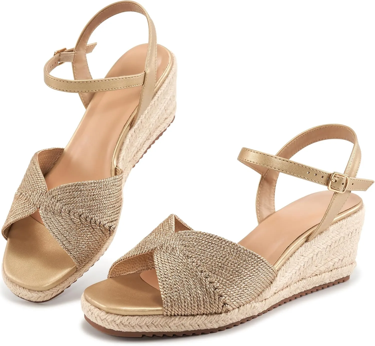 Ablanczoom Wedge Sandals for Women Espadrilles: Dressy Platform Open Toe Wedges Heels - Ankle Strap Summer Sandals Shoes