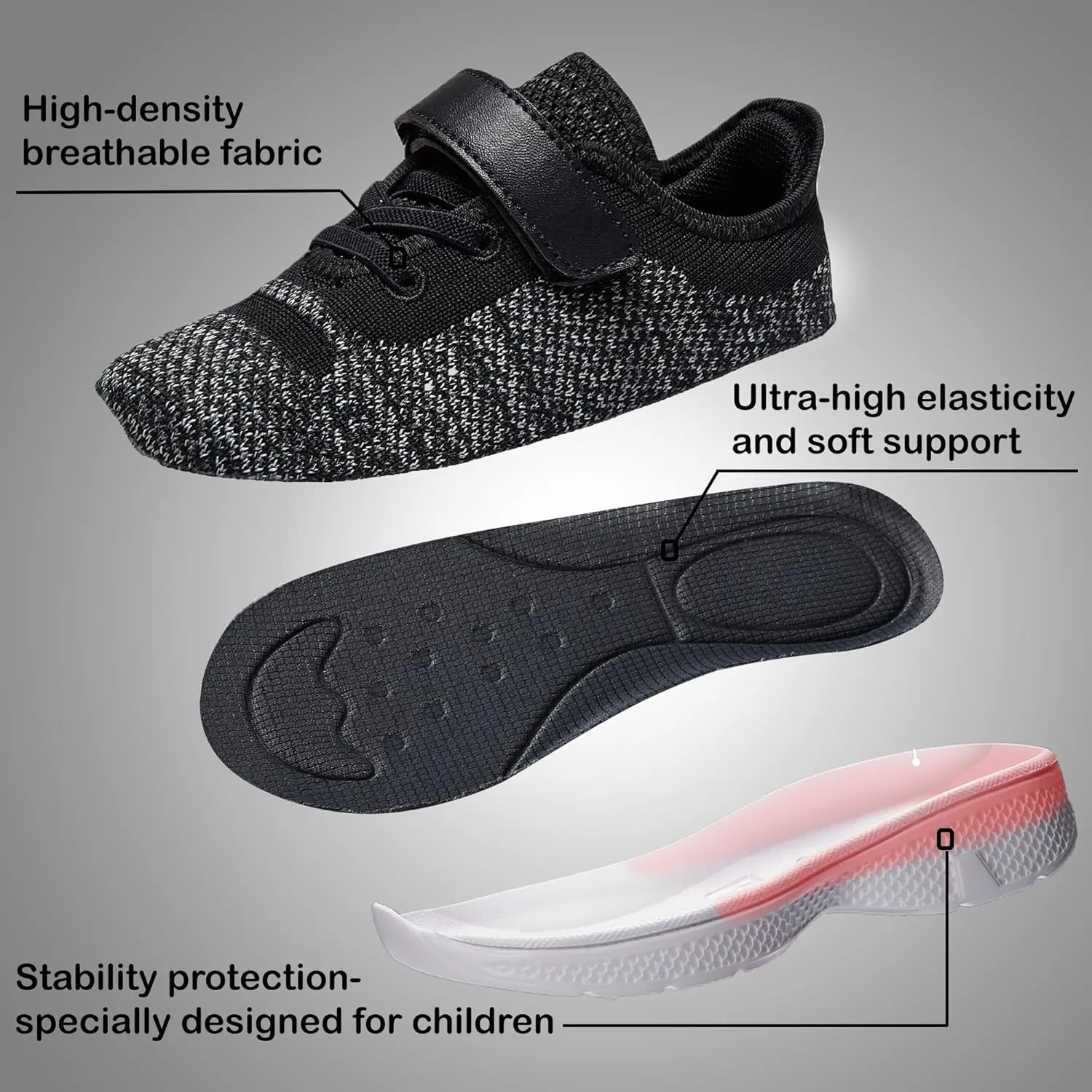 adituo Toddler/Little Kid Boys Girls Lightweight Breathable Sneakers Strap Athletic Runing Walking Sports Shoes