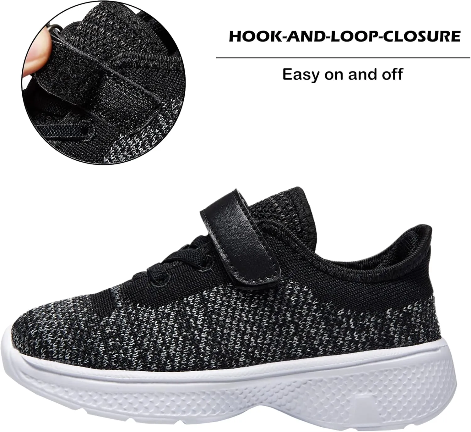 adituo Toddler/Little Kid Boys Girls Lightweight Breathable Sneakers Strap Athletic Runing Walking Sports Shoes