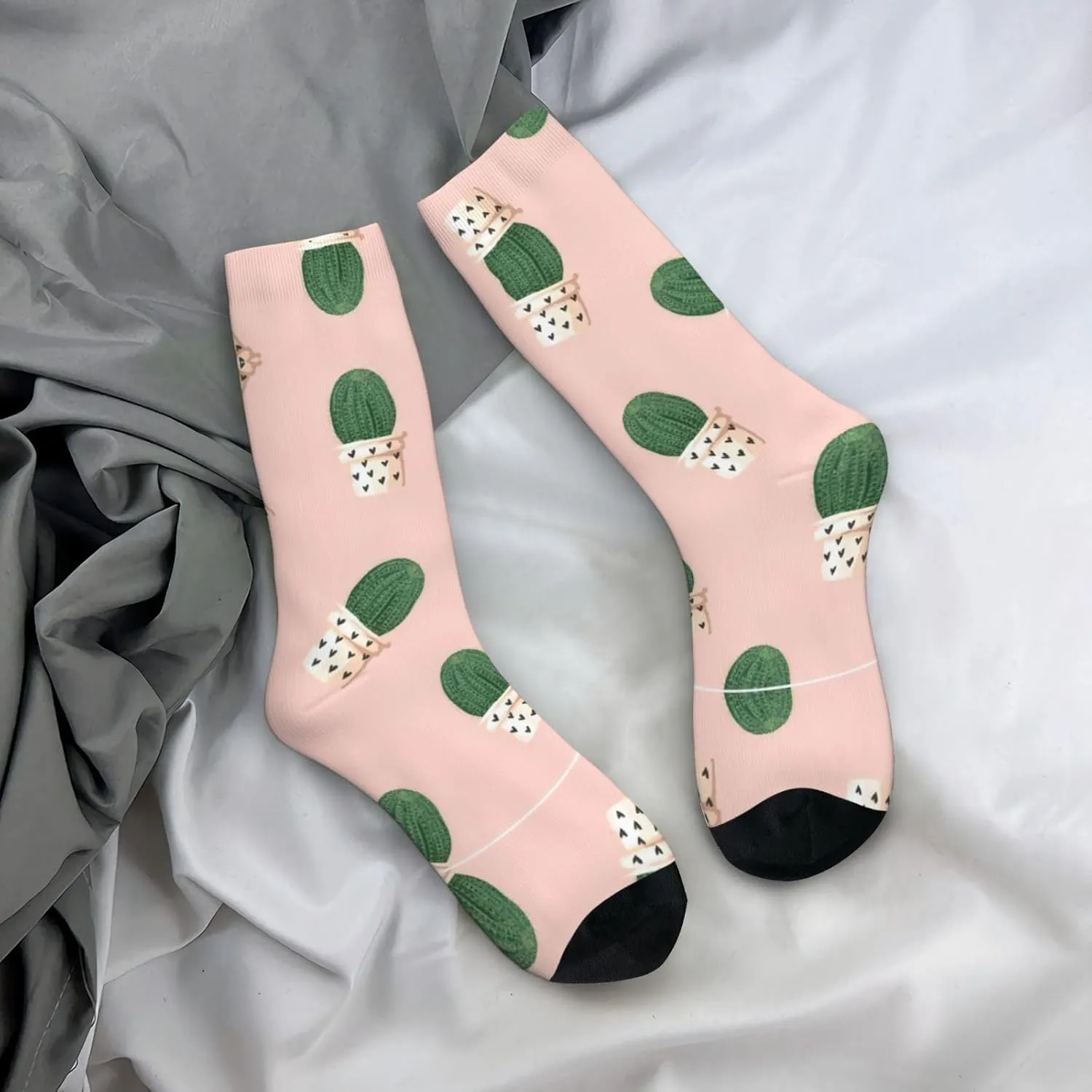 Adult Socks, Cactus Print Winter Warm Wool Socks for Women, Soft Cozy Socks, Knit Boots Socks for Men