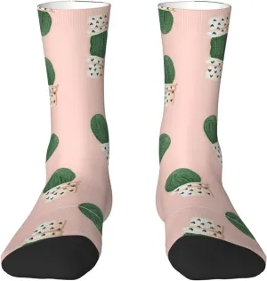 Adult Socks, Cactus Print Winter Warm Wool Socks for Women, Soft Cozy Socks, Knit Boots Socks for Men
