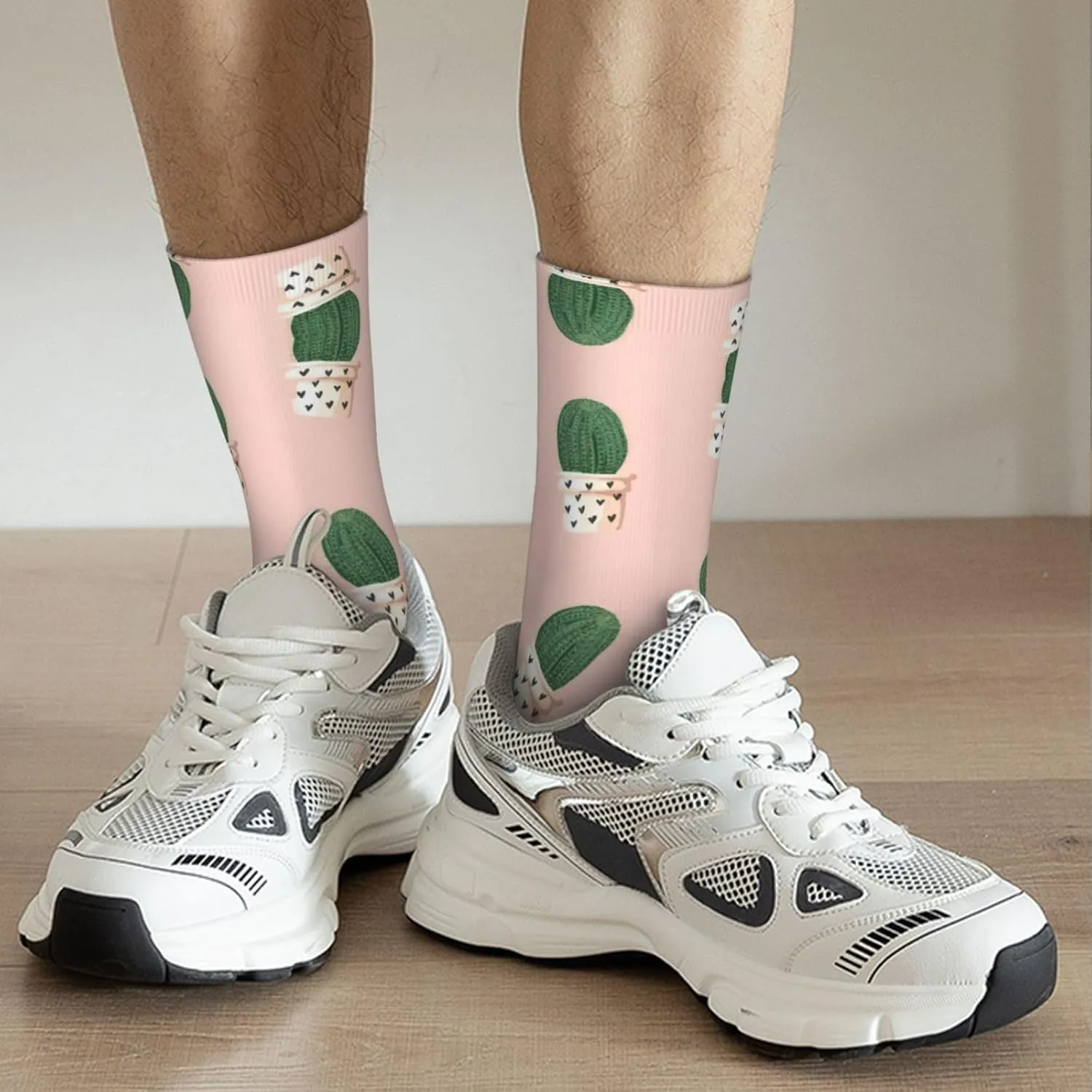 Adult Socks, Cactus Print Winter Warm Wool Socks for Women, Soft Cozy Socks, Knit Boots Socks for Men