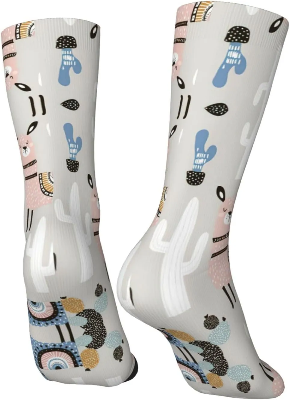 Adult Socks, Llama Cactus Print Winter Warm Wool Socks for Women, Soft Cozy Socks, Knit Boots Socks for Men