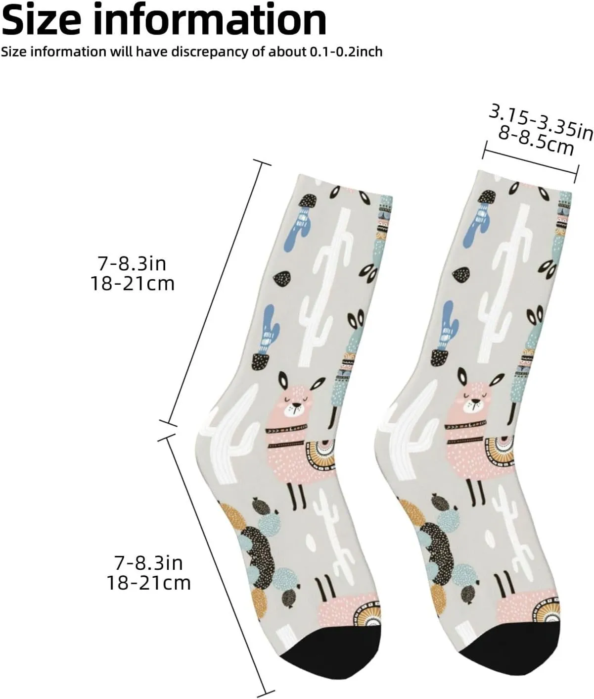 Adult Socks, Llama Cactus Print Winter Warm Wool Socks for Women, Soft Cozy Socks, Knit Boots Socks for Men