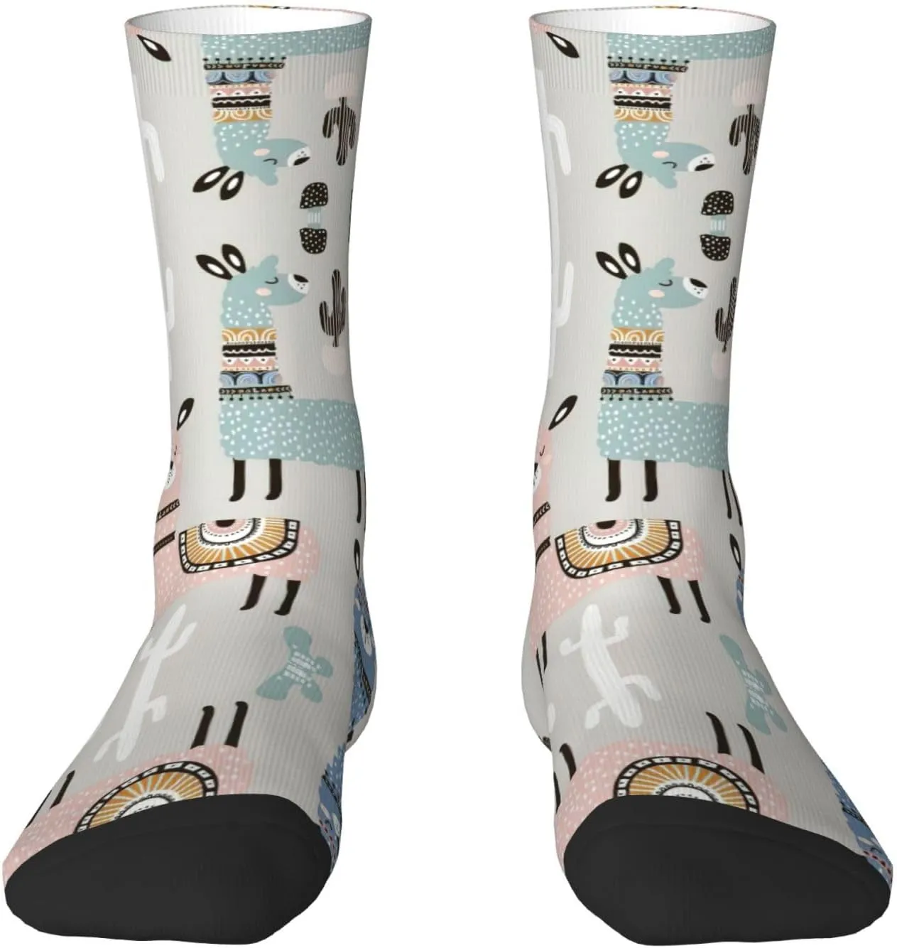 Adult Socks, Llama Cactus Print Winter Warm Wool Socks for Women, Soft Cozy Socks, Knit Boots Socks for Men