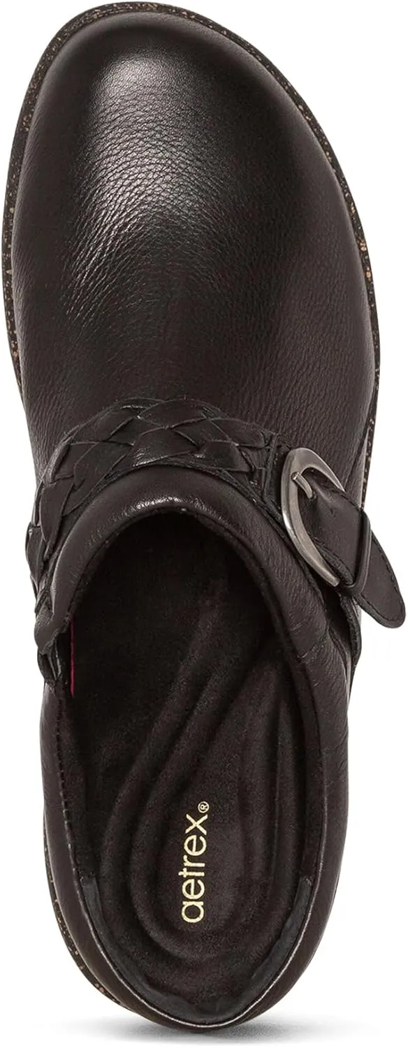 Aetrex Women's Libby Orthopedic Comfort Leather Womens Clogs - Adjustable Buckle Lightweight Cork Footbed Women's Mules & Clogs