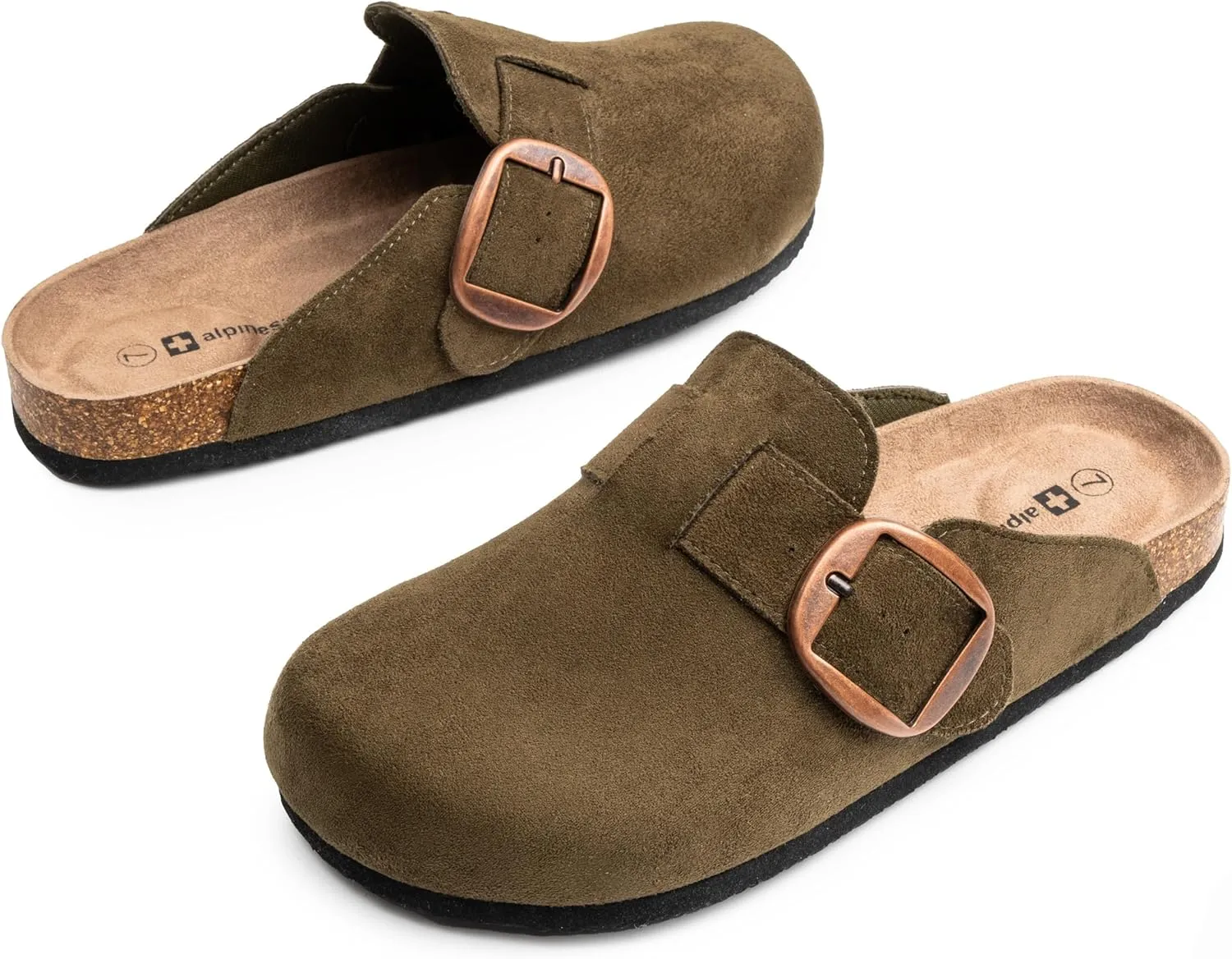 Alpine Swiss Edith Womens Clogs Cork Footbed Slippers Mules Slip On Potato Shoes