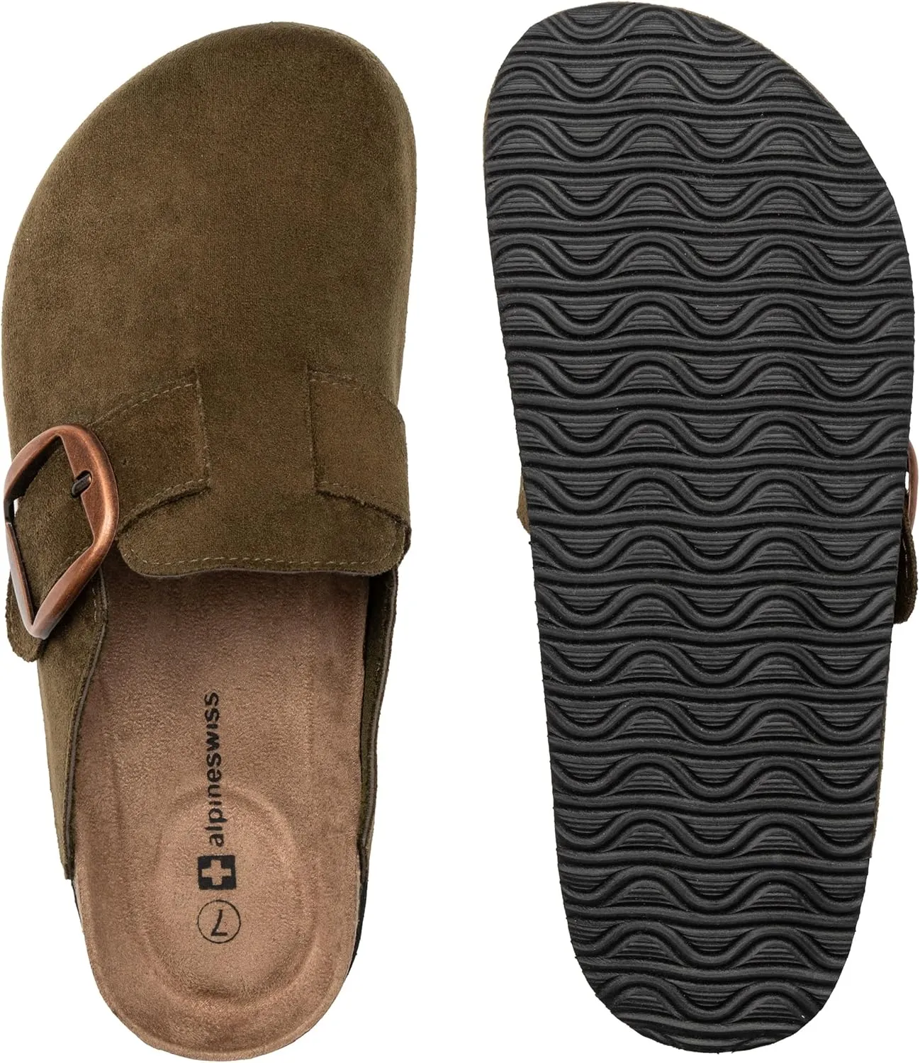 Alpine Swiss Edith Womens Clogs Cork Footbed Slippers Mules Slip On Potato Shoes