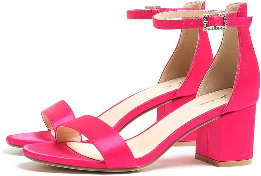 Amoji Women's 2.5 Inch Low Heel Ankle Strap Dressy Sandals 301