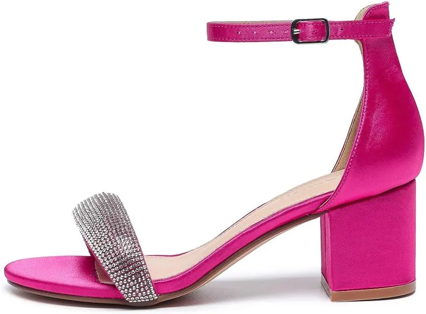 Amoji Women's 2.5 Inch Low Heel Ankle Strap Dressy Sandals 301