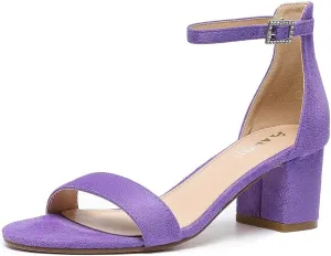 Amoji Women's 2.5 Inch Low Heel Ankle Strap Dressy Sandals 301