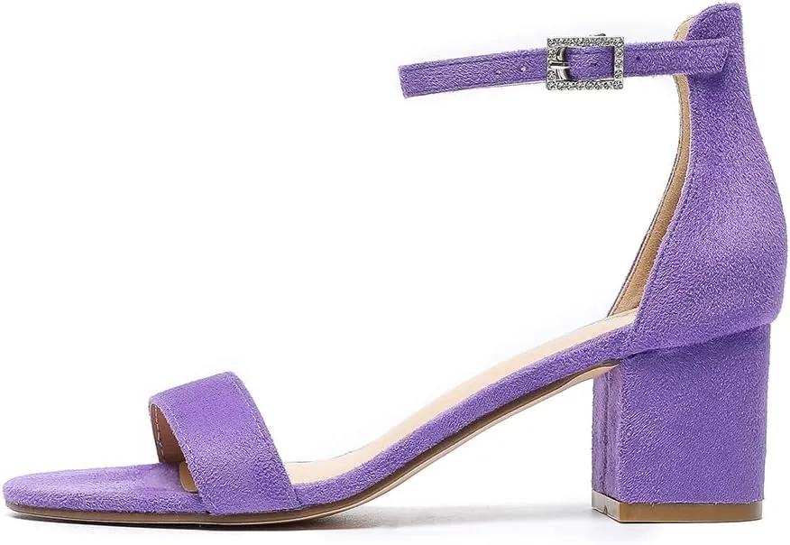 Amoji Women's 2.5 Inch Low Heel Ankle Strap Dressy Sandals 301