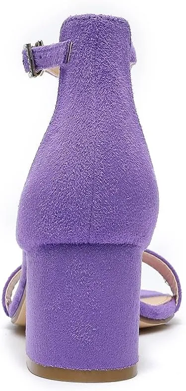 Amoji Women's 2.5 Inch Low Heel Ankle Strap Dressy Sandals 301
