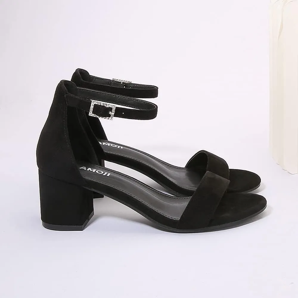 Amoji Women's 2.5 Inch Low Heel Ankle Strap Dressy Sandals 301