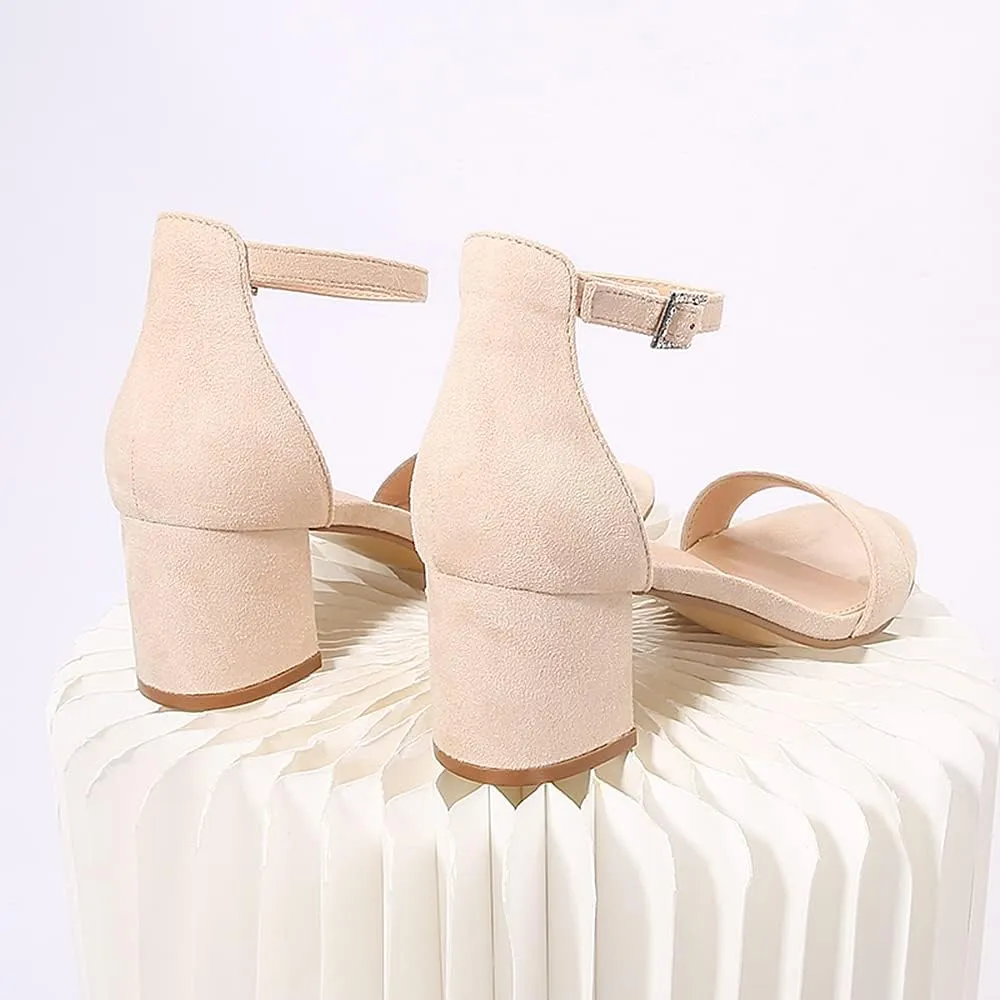 Amoji Women's 2.5 Inch Low Heel Ankle Strap Dressy Sandals 301
