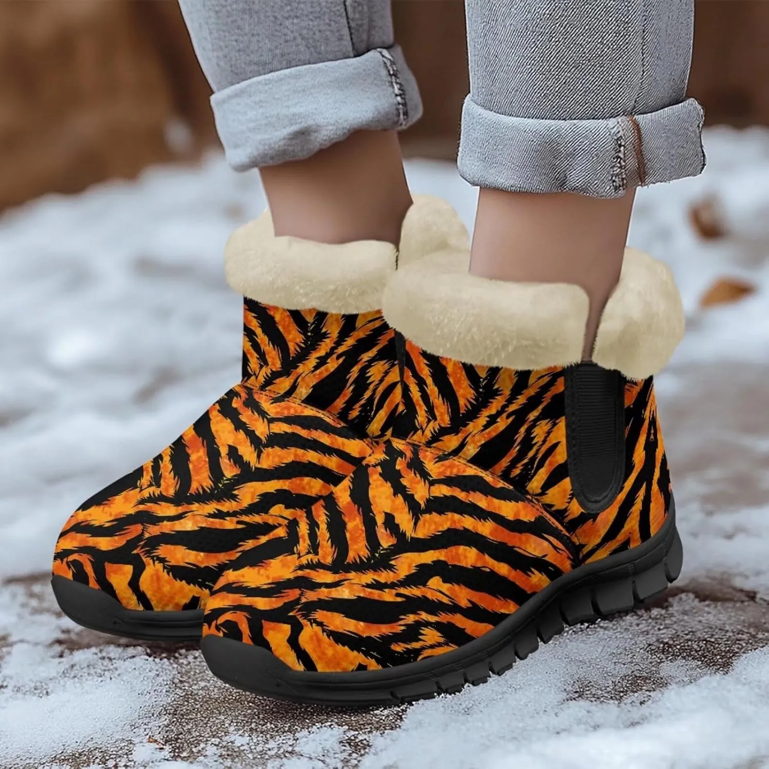 Ankle Booties for Women Anti Slip Snow Boots Fuzzy Fleece House Bootie Comfy Warm Winter Shoes