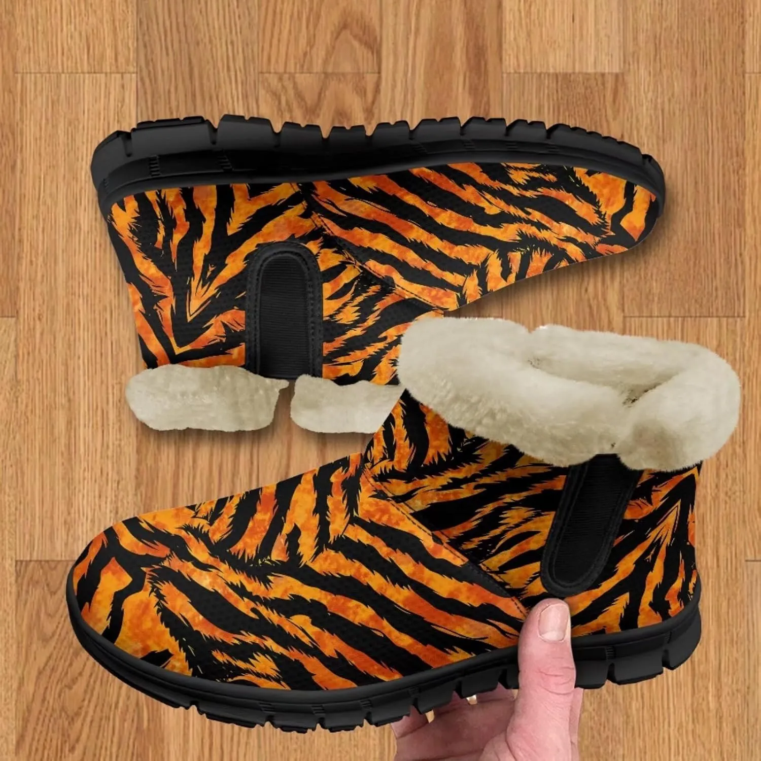 Ankle Booties for Women Anti Slip Snow Boots Fuzzy Fleece House Bootie Comfy Warm Winter Shoes