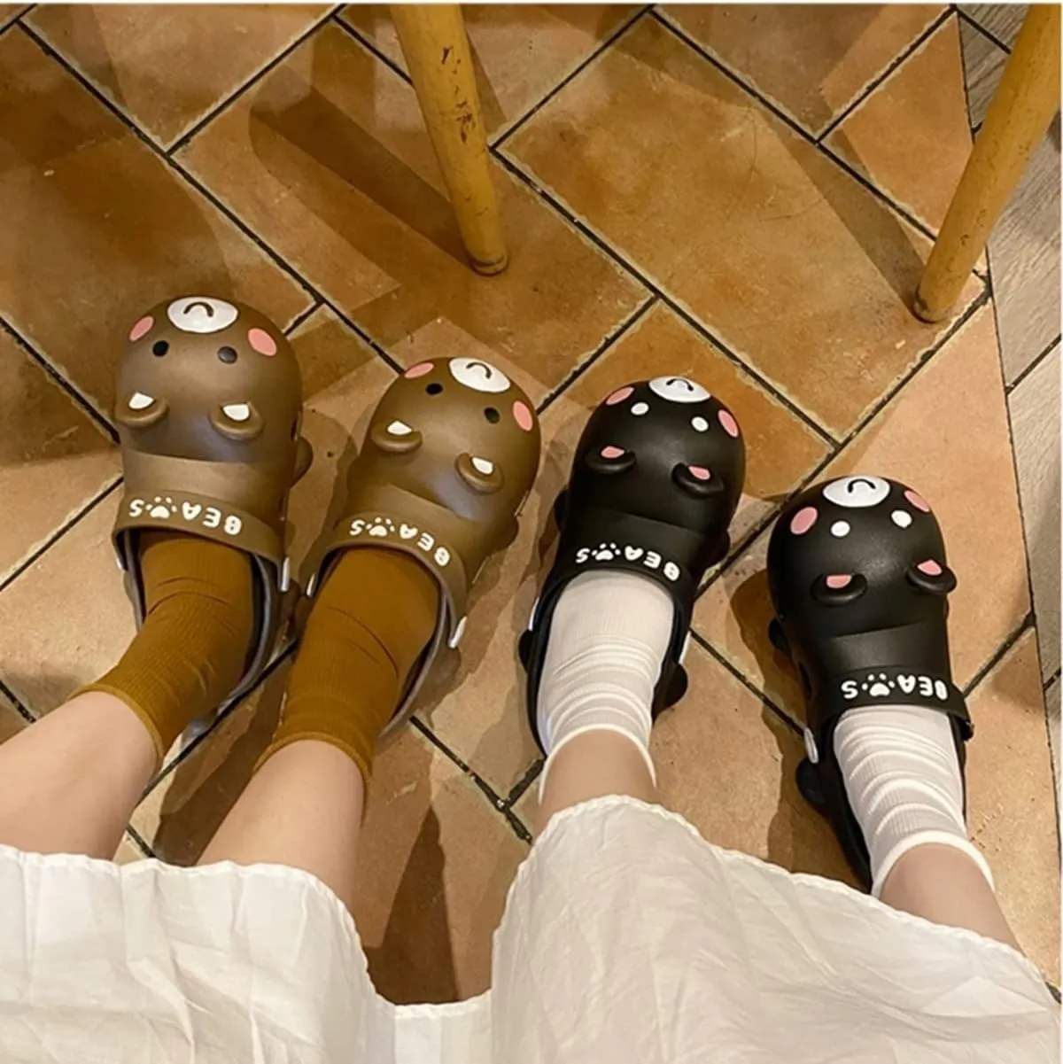 Aoakva Kawaii Slippers Kawaii Clogs Mules for Girls Women Cute Bunny Summer Shower Slippers Non-Slip Beach Shoes PVC Soft Durable