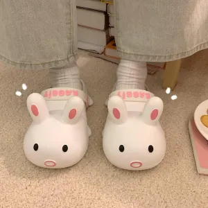 Aoakva Kawaii Slippers Kawaii Clogs Mules for Girls Women Cute Bunny Summer Shower Slippers Non-Slip Beach Shoes PVC Soft Durable