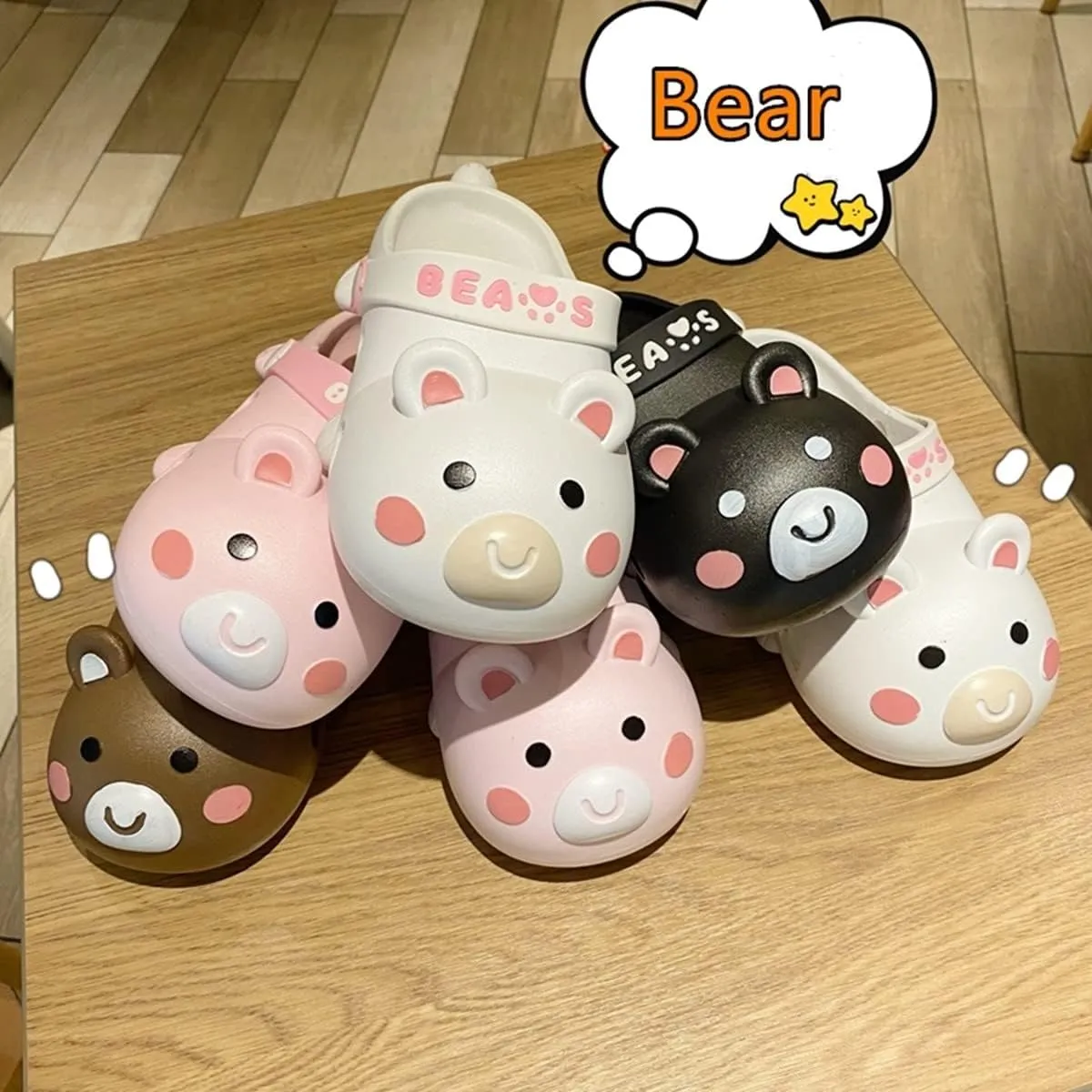 Aoakva Kawaii Slippers Kawaii Clogs Mules for Girls Women Cute Bunny Summer Shower Slippers Non-Slip Beach Shoes PVC Soft Durable