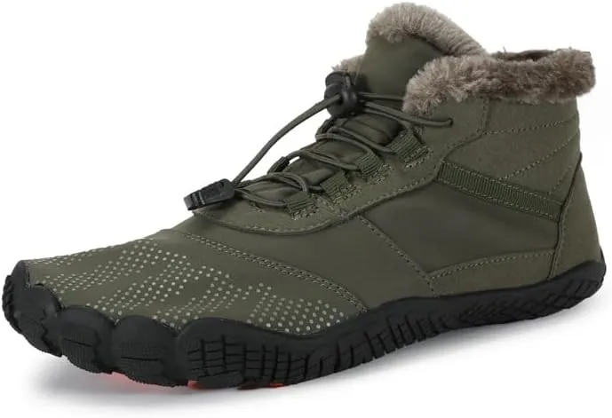 Asifn Mens Hiking Barefoot Boots Winter Outdoor Snow Shoes Casual Warm Cotton Shoes Non-slip Minimalist Sneakers