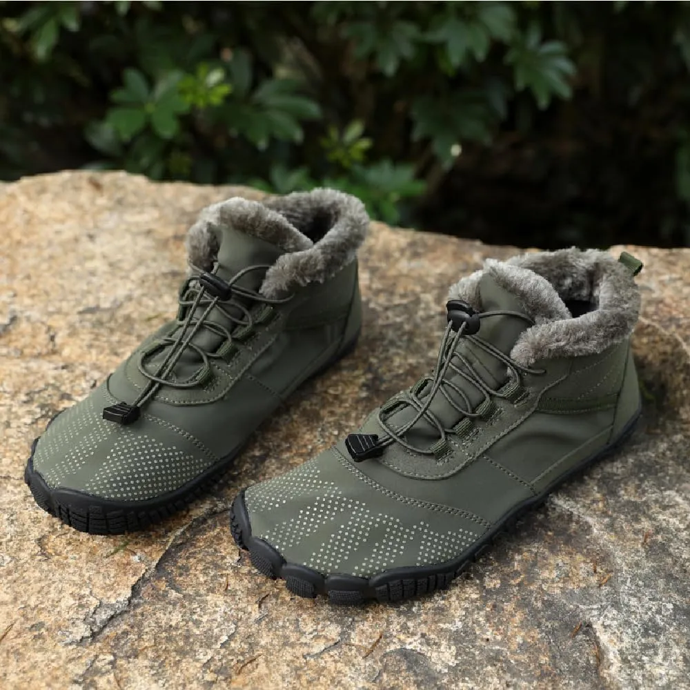 Asifn Mens Hiking Barefoot Boots Winter Outdoor Snow Shoes Casual Warm Cotton Shoes Non-slip Minimalist Sneakers