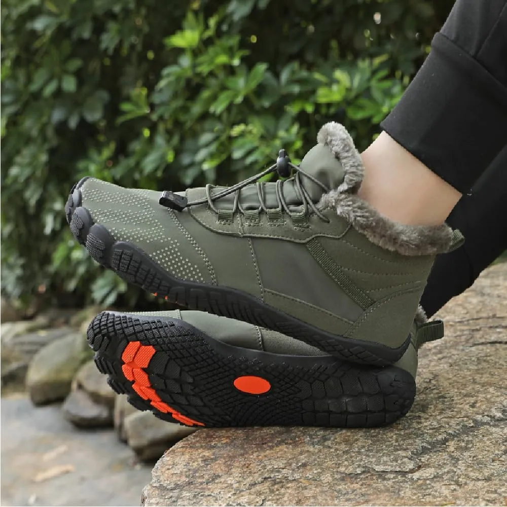 Asifn Mens Hiking Barefoot Boots Winter Outdoor Snow Shoes Casual Warm Cotton Shoes Non-slip Minimalist Sneakers
