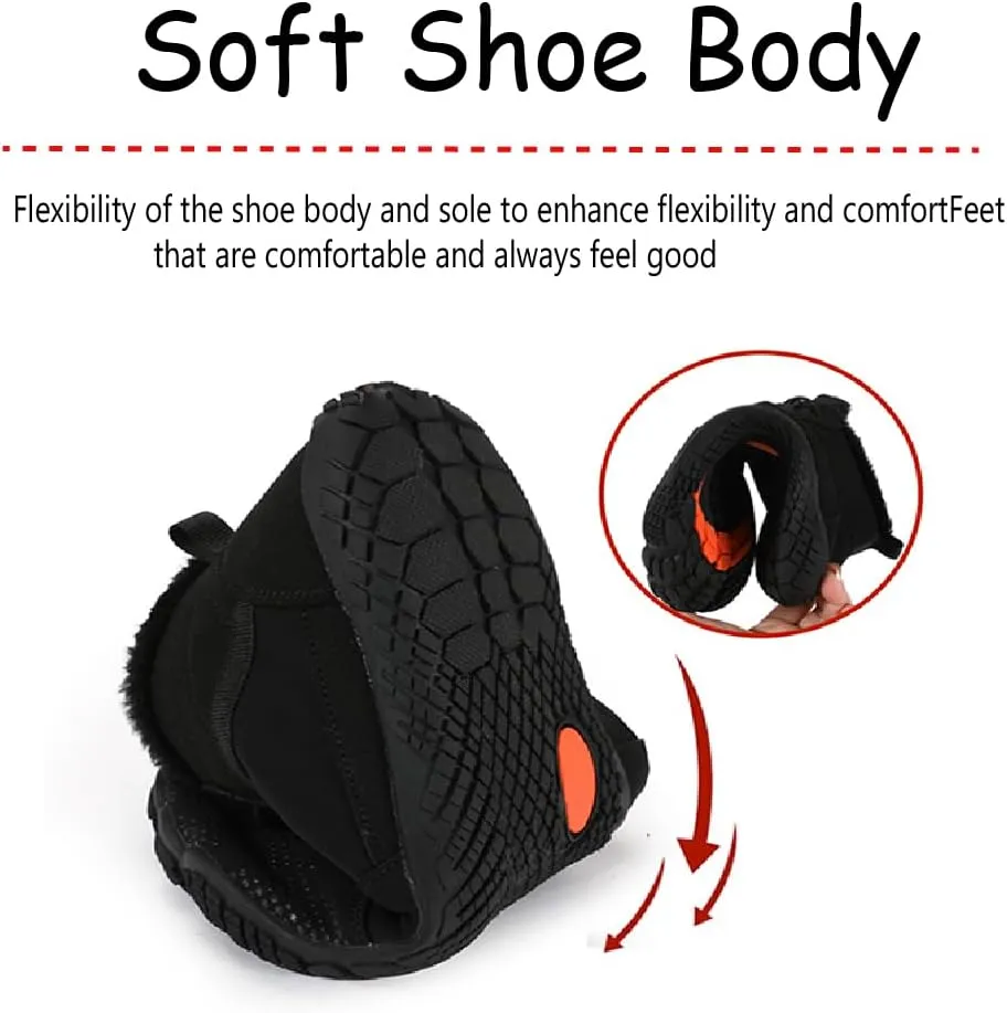 Asifn Mens Hiking Barefoot Boots Winter Outdoor Snow Shoes Casual Warm Cotton Shoes Non-slip Minimalist Sneakers
