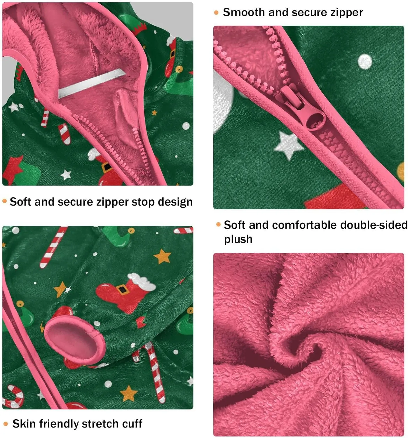 Aslsiy Christmas Santa Boots Elf Hat Shoes Girls Jacket With Hood Candy Cane Toddler Coat Zip Up Hoodie Outerwear