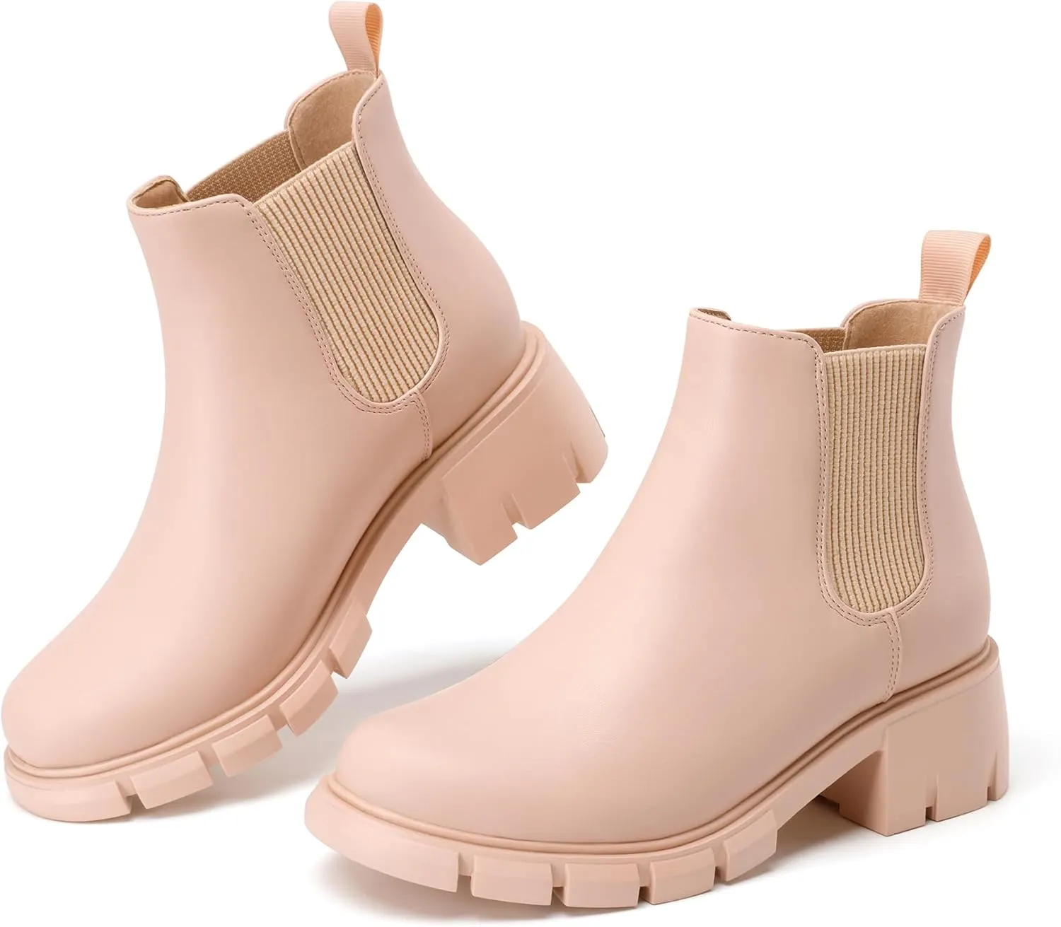 Athlefit Girls Ankle Boots Kids Comfortable Slip on Lug Sole Chelsea Booties for Toddler Little Kid Big Kids