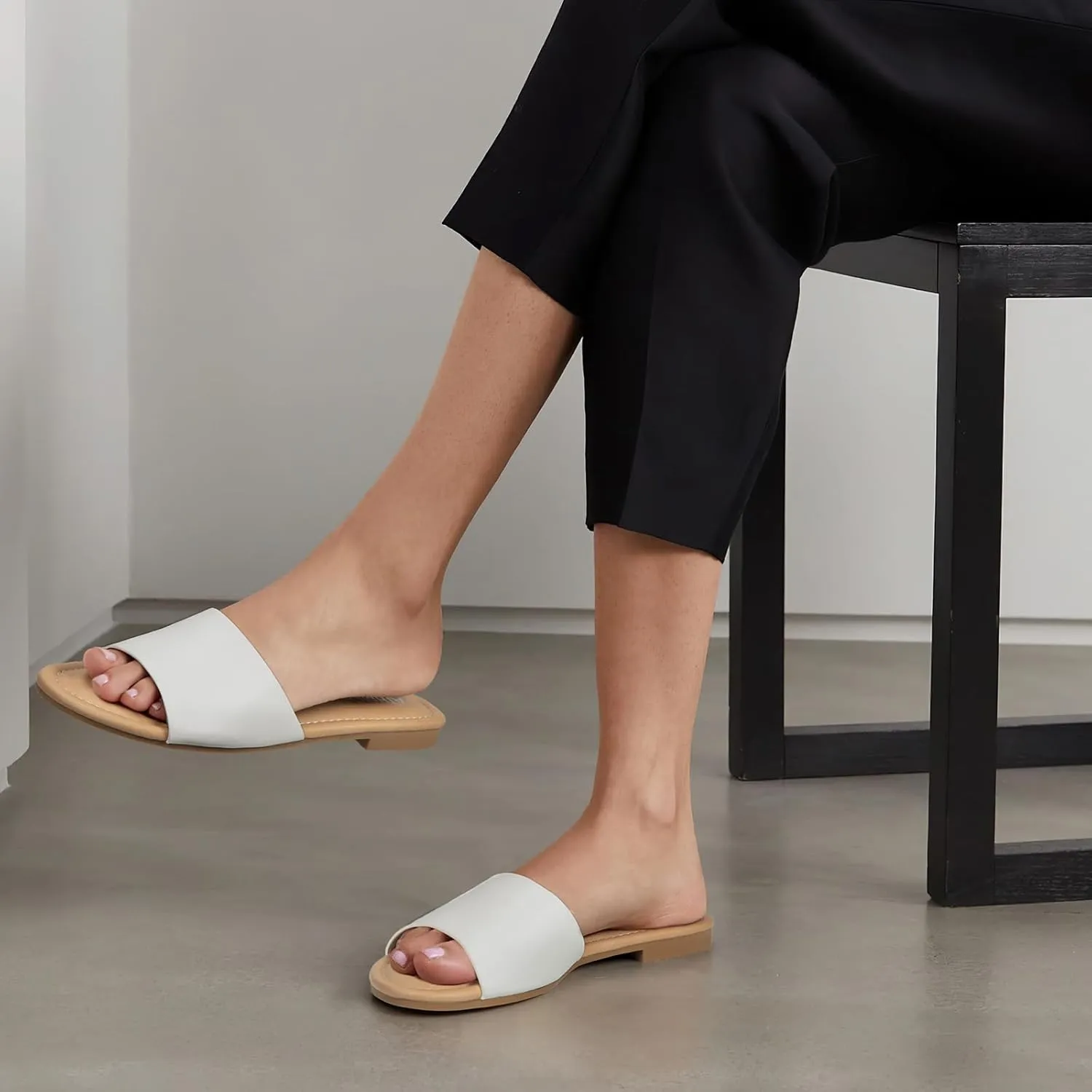 ATHMILE Sandals for Women 2025 One Band Womens Sandals Dressy Open Toe Flats Summer Slides for Casual Party Cute Beach