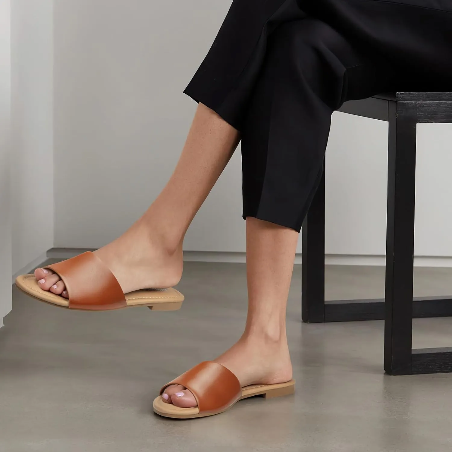 ATHMILE Sandals for Women 2025 One Band Womens Sandals Dressy Open Toe Flats Summer Slides for Casual Party Cute Beach