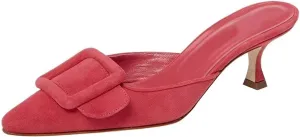 Axellion Comfortable Kitten Heel Mules for Women, Slip-on Backless Loafers with Pointed Toe, Buckle Knot Detail, Stylish Flat Slides for Casual & Business Wear