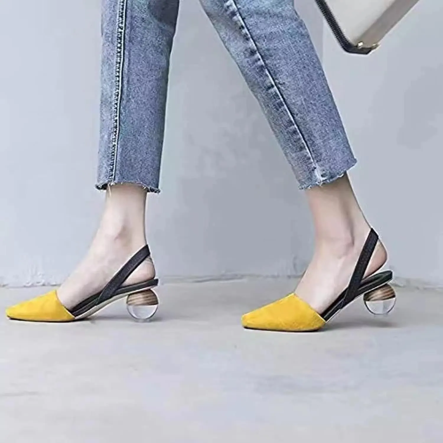 Axellion Mule Slipper for Women, Abnormal Heel Sandals Round Toe Mule Shoes Spherical Sandal Slides for Party Evening